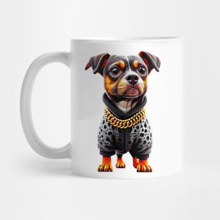Leopard Chic: Dachshund in Trendy Coat and Bold Necklace Tee Mug
